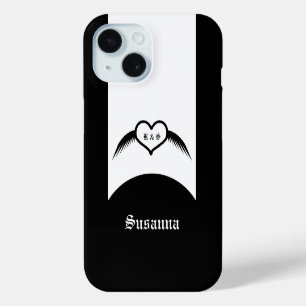 Coque Case-Mate iPhone Coeur ailé gothique Mariage Personnalisé Monogramm