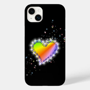 Coque Case-Mate iPhone Coeur arc-en-ciel avec étoiles sur noir