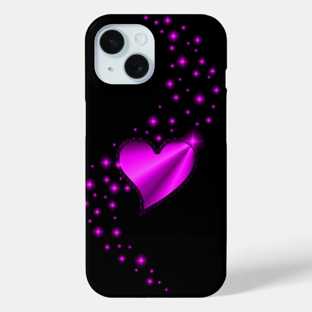 Coques Case-Mate iPhone Coeur arc-en-ciel avec étoiles sur noir (Verso)