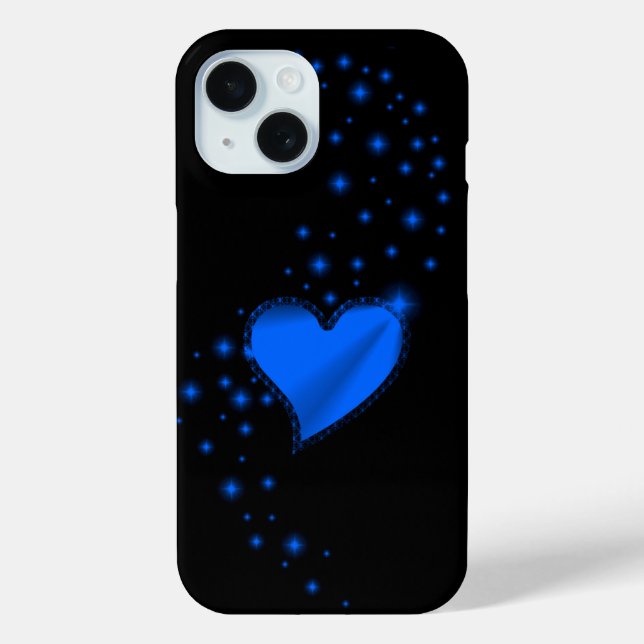 Coques Case-Mate iPhone Coeur arc-en-ciel bleu avec étoiles (Verso)