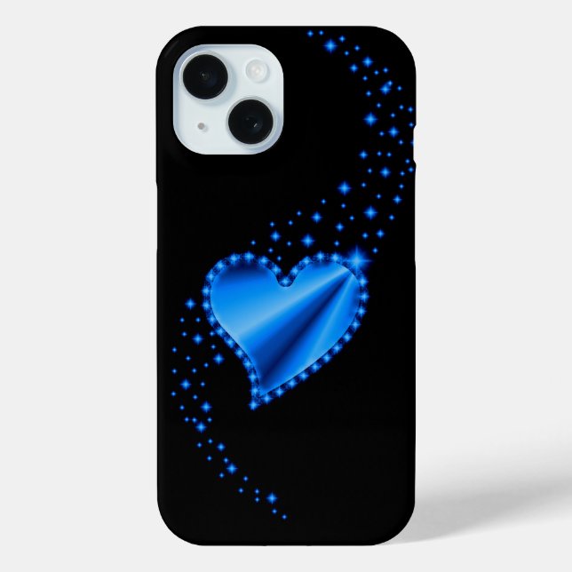 Coques Case-Mate iPhone Coeur arc-en-ciel bleu avec étoiles (Verso)