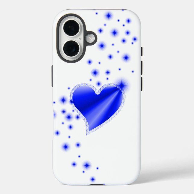 Coques Case-Mate iPhone Coeur arc-en-ciel bleu avec étoiles (Verso)