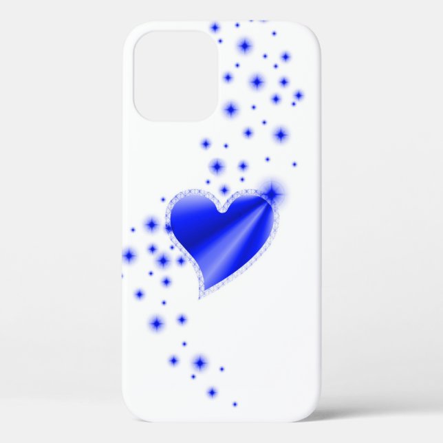 Coques Case-Mate iPhone Coeur arc-en-ciel bleu avec étoiles (Verso)