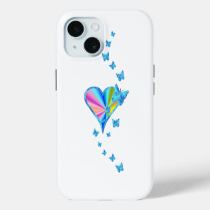 Coque Case-Mate iPhone Cœur Arc-en-ciel et Papillon