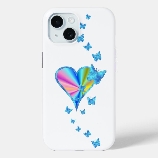 Coques Case-Mate iPhone Cœur Arc-en-ciel et Papillon (Verso)