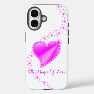Coque Pour iPhone 16 Coeur arc-en-ciel rose avec étoiles, La magie de l