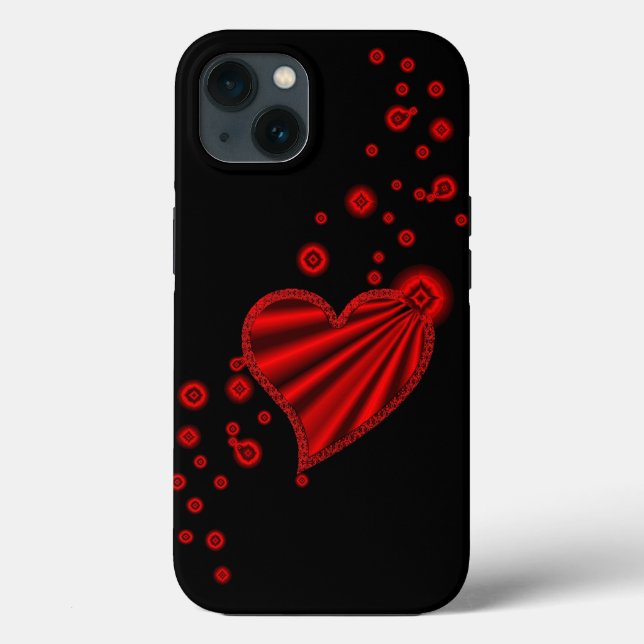Coques Case-Mate iPhone Coeur arc-en-ciel rouge avec étoiles sur noir (Verso)