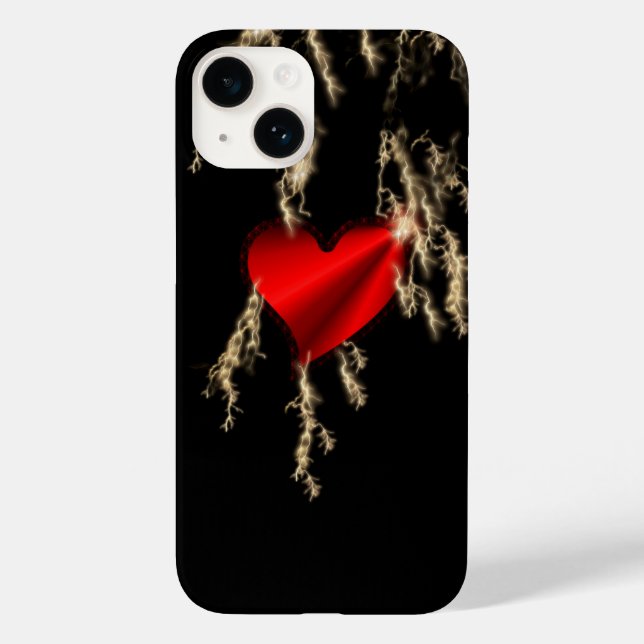 Coques Case-Mate iPhone Coeur arc-en-ciel rouge avec tunderbolt (Verso)