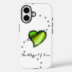 Coque Pour iPhone 16 Coeur arc-en-ciel vert avec étoiles, La magie de l