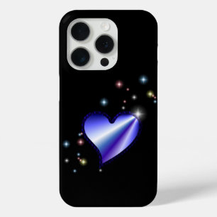 Coque Case-Mate iPhone Coeur arc-en-ciel violet avec étoiles sur noir