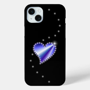 Coque Case-Mate iPhone Coeur arc-en-ciel violet avec étoiles sur noir