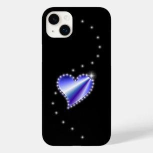 Coque Case-Mate iPhone Coeur arc-en-ciel violet avec étoiles sur noir