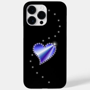 Coque Case-Mate iPhone Coeur arc-en-ciel violet avec étoiles sur noir