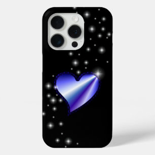 Coque Case-Mate iPhone Coeur arc-en-ciel violet avec étoiles sur noir