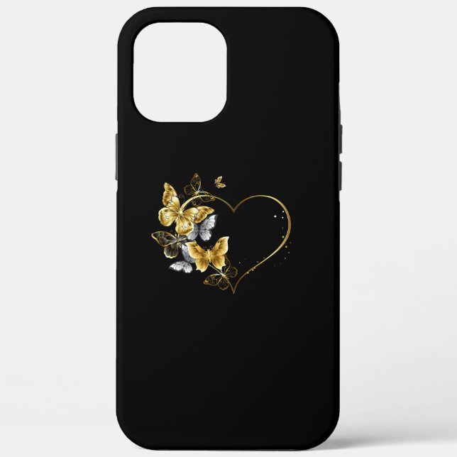 Coques Case-Mate iPhone Coeur aux papillons d'or (Verso)