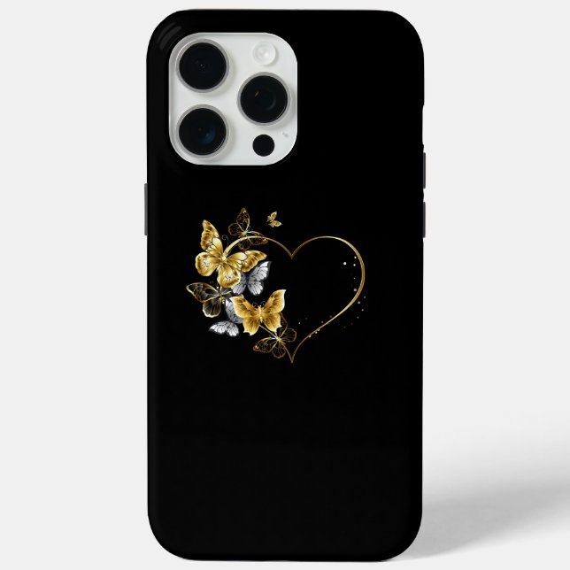 Coques Case-Mate iPhone Coeur aux papillons d'or (Verso)