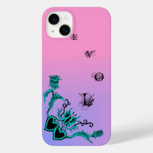 Coque Case-Mate iPhone Coeur avec Fleur et Papillon sur Arc-en-ciel rose