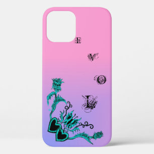 Case-Mate iPhone Case Coeur avec Fleur et Papillon sur Arc-en-ciel rose
