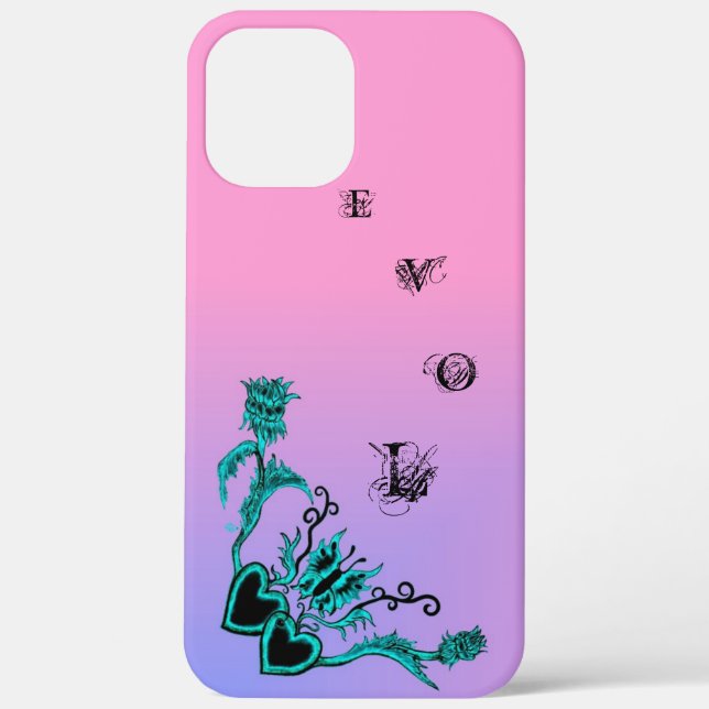Coques Case-Mate iPhone Coeur avec Fleur et Papillon sur Arc-en-ciel rose (Verso)