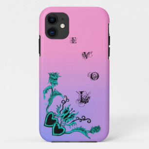 Case-Mate iPhone Case Coeur avec Fleur et Papillon sur Arc-en-ciel rose