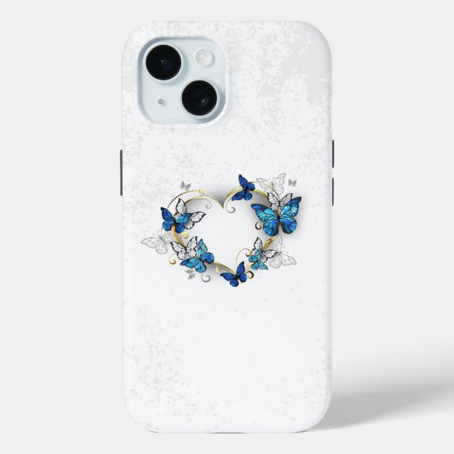 Coques Case-Mate iPhone Coeur bijoux avec papillons Morpho (Verso)