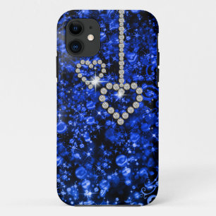 Coque iPhone 11 Coeur bleu de diamant