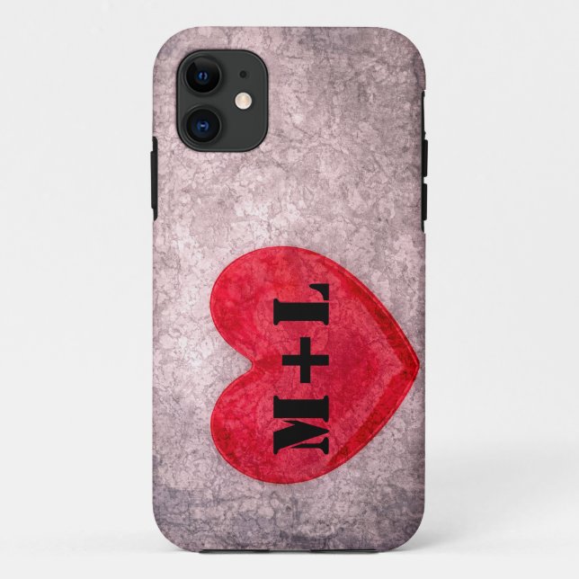 Coques Case-Mate iPhone Coeur chaulé - Personnaliser Monogramme (Dos)