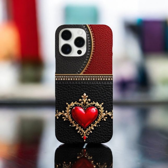 Coques Case-Mate iPhone Coeur - Crimson Affection Leather Sleeve! (Créateur téléchargé)