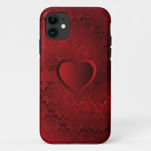 Coque iPhone 11 Coeur damassé rouge