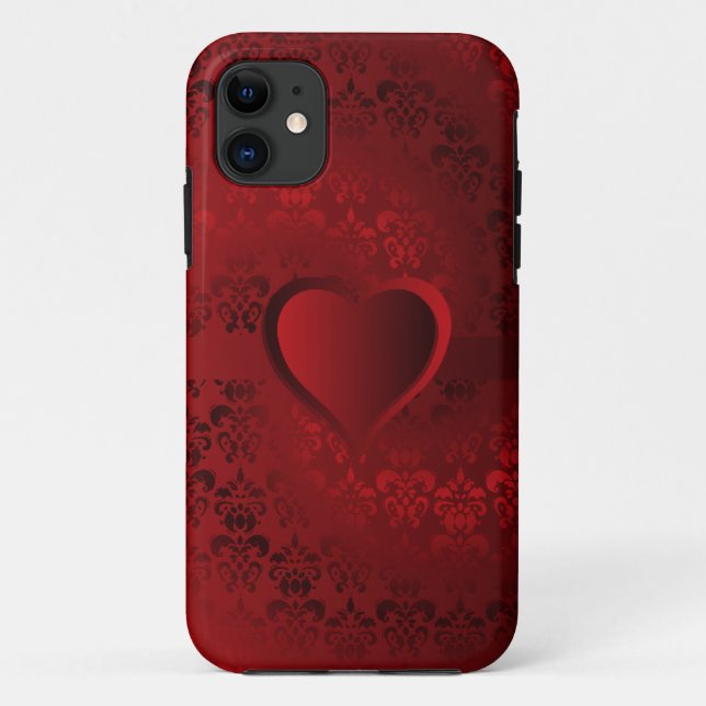 Coques Case-Mate iPhone Coeur damassé rouge (Dos)