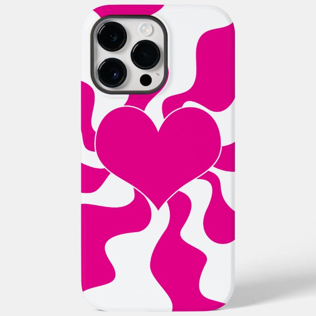 Coques Case-Mate iPhone Coeur d'amour en Magenta et Blanc (Verso)