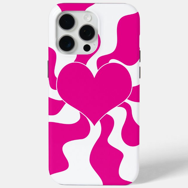 Coques Case-Mate iPhone Coeur d'amour en Magenta et Blanc (Verso)