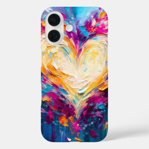 Coque Pour iPhone 16 Cœur d'amour moderne abstrait coloré