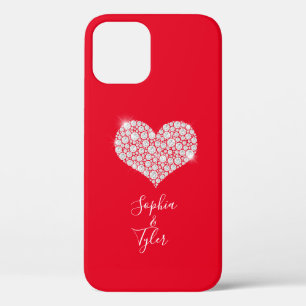 Case-Mate iPhone Case Cœur de diamant scintillant, Noms en écriture blan