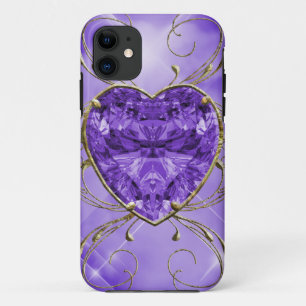 Coque Case-Mate iPhone Cœur de gemme violet, violet