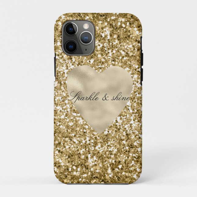 Coques Case-Mate iPhone Cœur de Glitter Or Personnalisé             (Dos)