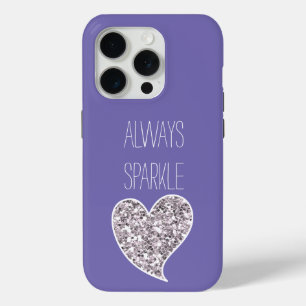 Coque Case-Mate iPhone Coeur de Parties scintillant d'argent violet