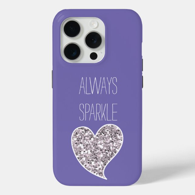 Coques Case-Mate iPhone Coeur de Parties scintillant d'argent violet (Verso)