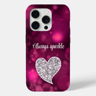 Coque Case-Mate iPhone Coeur de Parties scintillant en argent de Bokeh ro