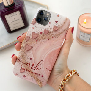 Case-Mate iPhone Case coeur de parties scintillant en or rose doux