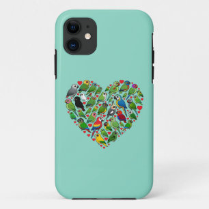 Coque iPhone 11 Coeur de perroquet
