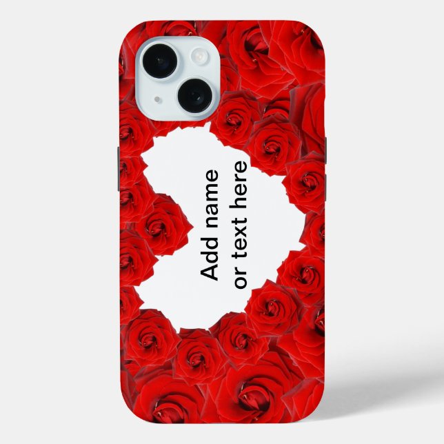 Coques Case-Mate iPhone Coeur des Roses Rouges. Ajouter un nom ou un texte (Verso)