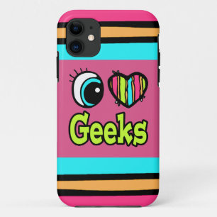Coque iPhone 11 Coeur des yeux lumineux J'aime Geeks