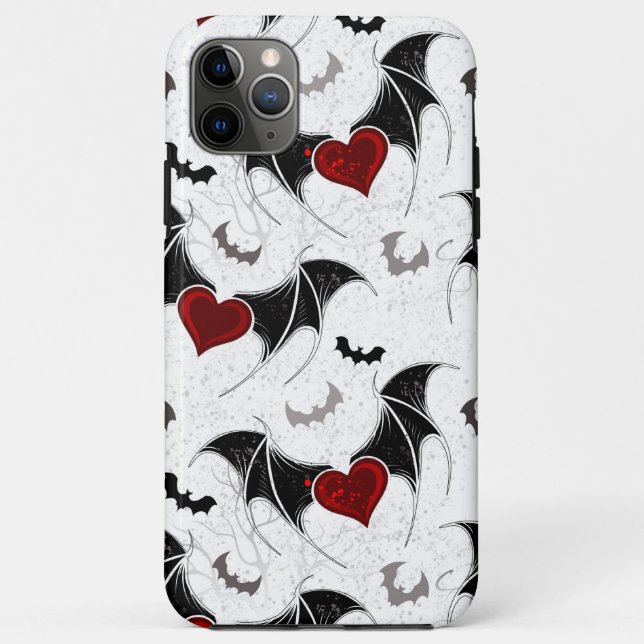 Coques Case-Mate iPhone Coeur d'Halloween avec ailes de chauve-souris noir (Dos)