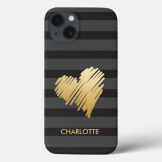 Case-Mate iPhone Case Coeur doré rayé personnalisé