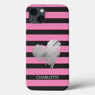 Case-Mate iPhone Case Coeur doré rayé personnalisé