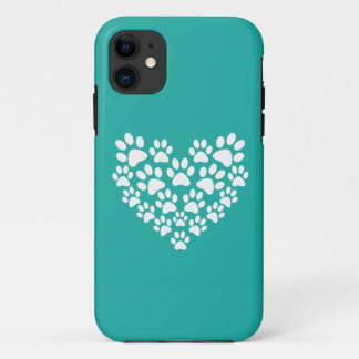 Coques Pour iPhone Coeur Empreinte de patte pour animal de compagnie 