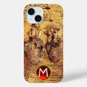 Coque Pour iPhone 15 Coeur et ses vaisseaux sanguins Parchemin Gem Mono