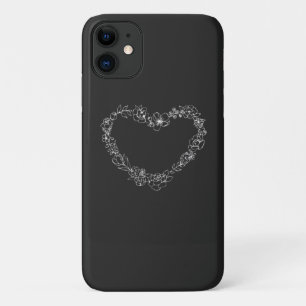 Case-Mate iPhone Case Coeur floral blanc contour simple ligne