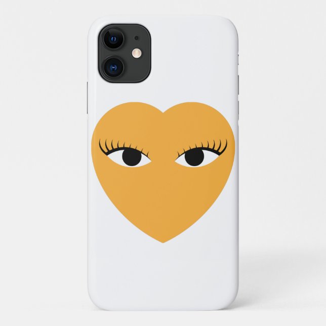 Coques Case-Mate iPhone Coeur mignon avec les yeux sur blanc (Dos)